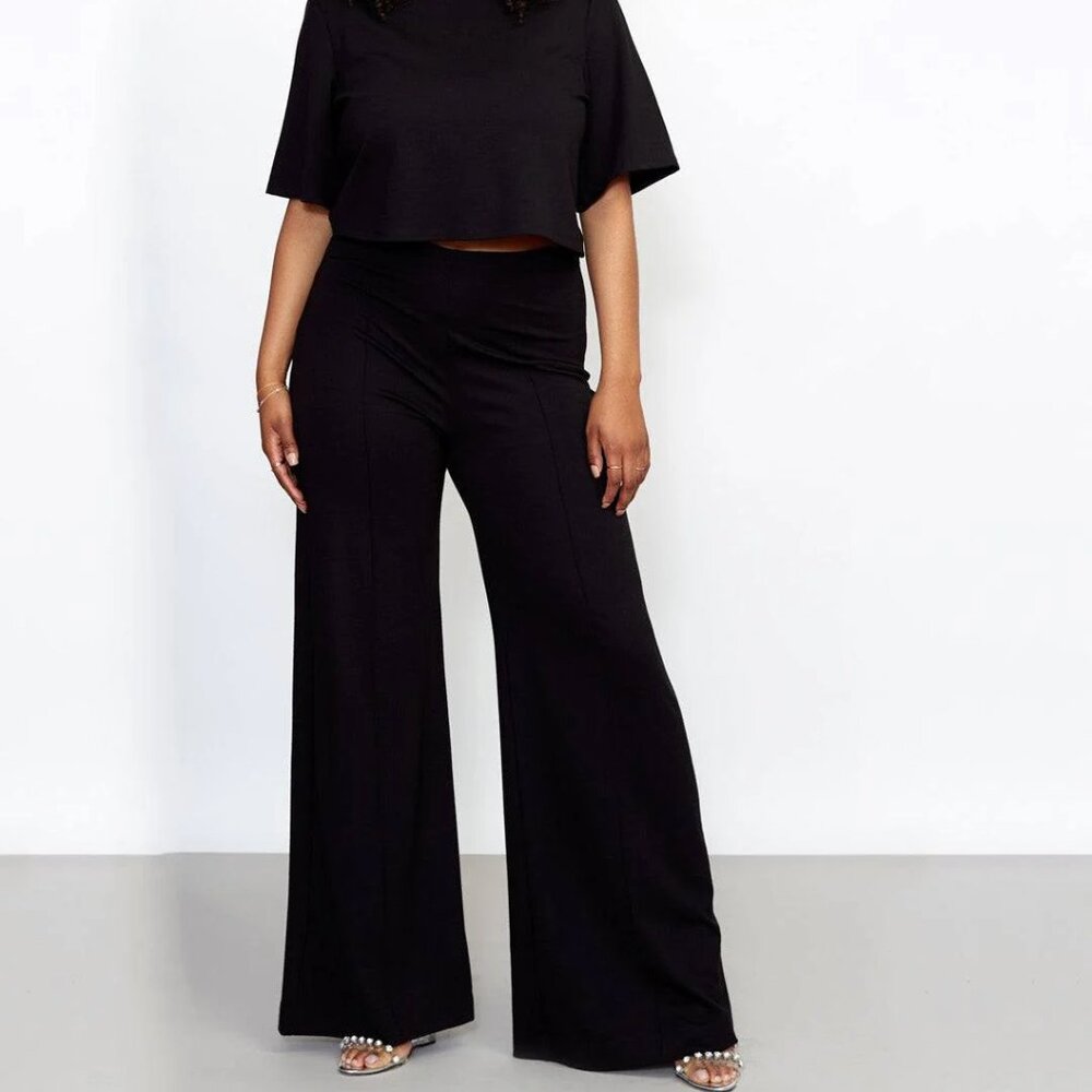 RIPLEY RADER Black Ponte Wide Leg Pants - Women's size 4 / Large